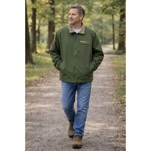 Marmot Green Full Zip Jacket Fleece Lined Collar Outdoor Men's XL